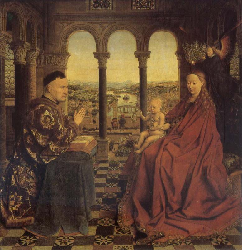 Jan Van Eyck Madonna of chancellor Rolin oil painting picture